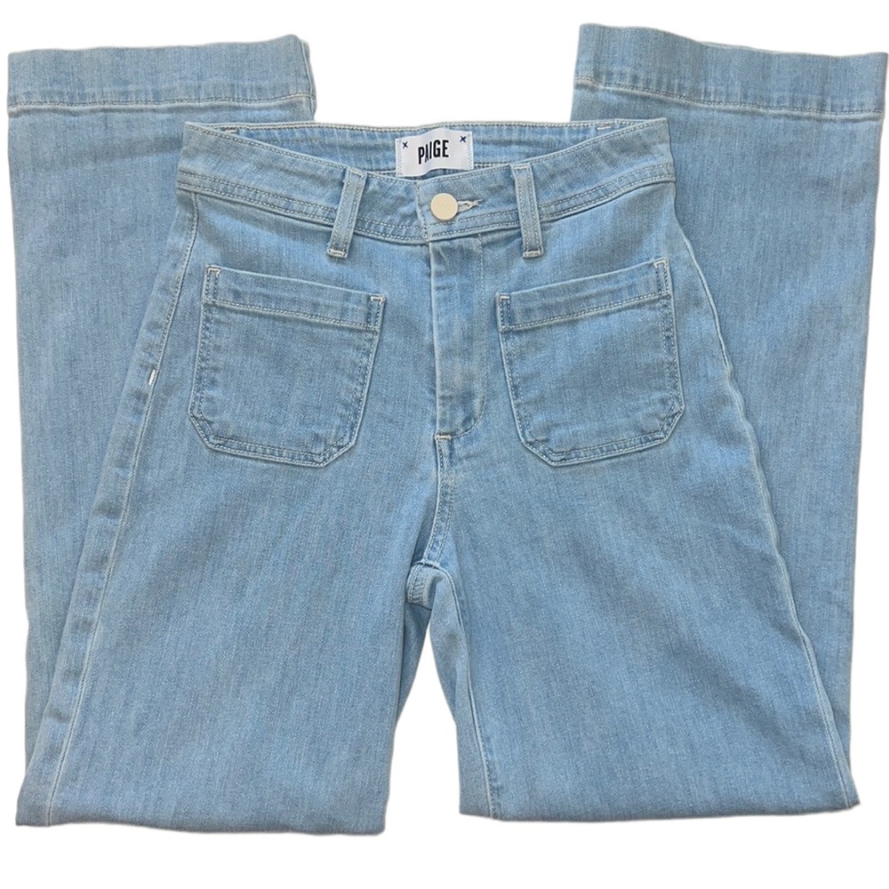 PAIGE Women’s Nellie Wide Leg Patch Pocket Light Denim Jeans Size 23